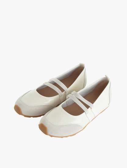 Pazzion Women's Liravelle Double-Strap Suede Mary Janes - White