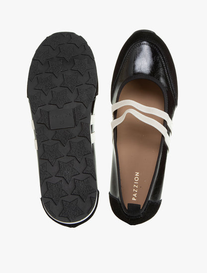 Pazzion Women's Liravelle Double-Strap Suede Mary Janes - Black