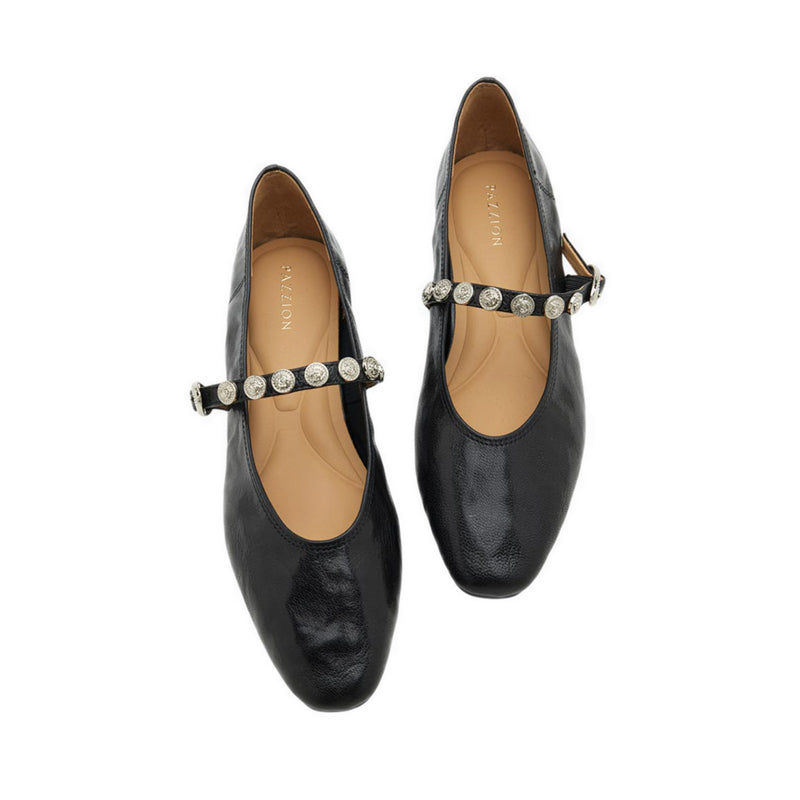Pazzion Women's Lumi Coin-Studded Mary Janes - Black