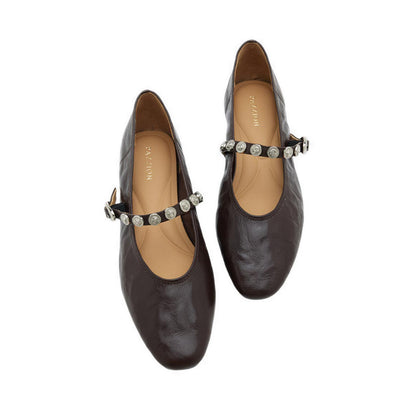 Pazzion Women's Lumi Coin-Studded Mary Janes - Brown