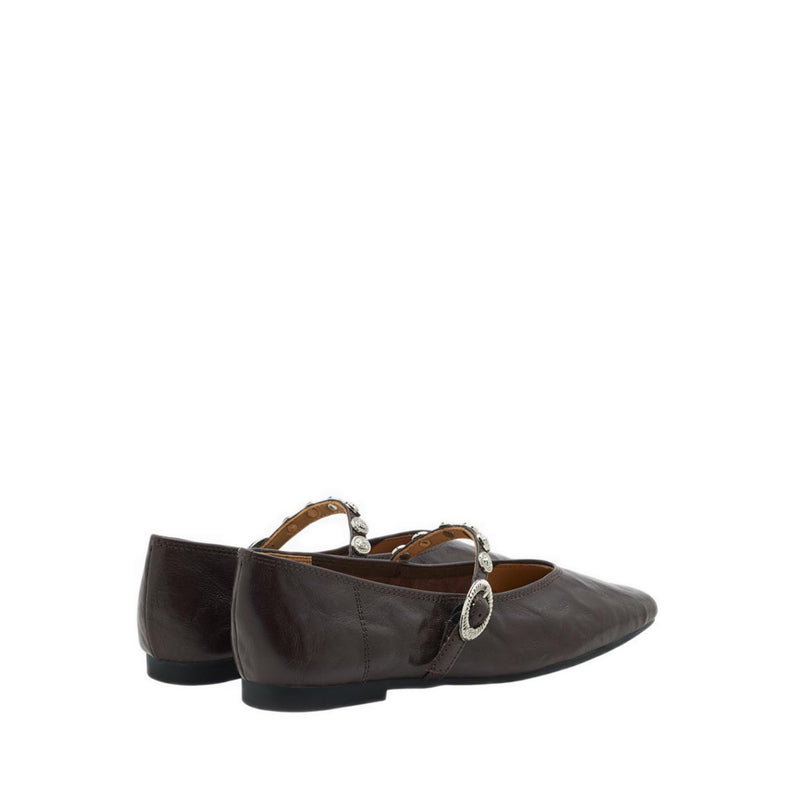 Pazzion Women's Lumi Coin-Studded Mary Janes - Brown