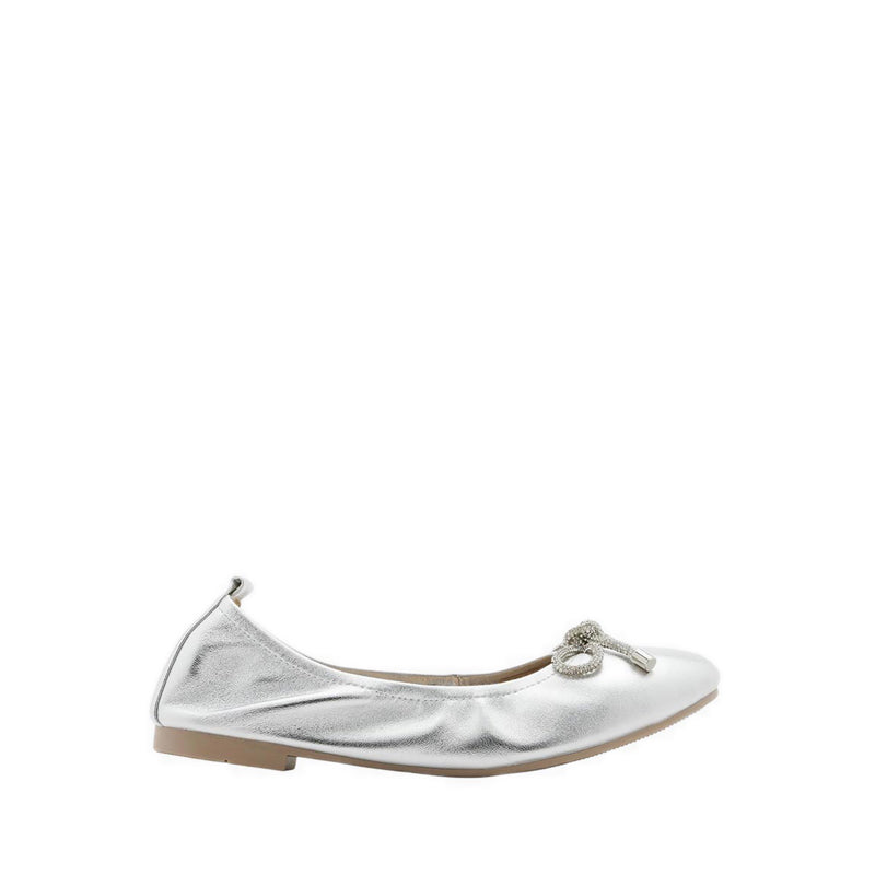 Pazzion Women's Mara Crystal Bow Ballerinas - Silver