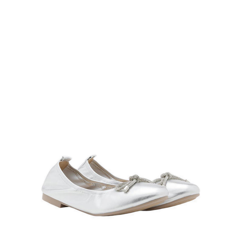 Pazzion Women's Mara Crystal Bow Ballerinas - Silver