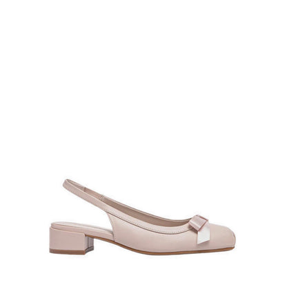 Pazzion Women's Margot Bow Low Leather Slingback Heels - Pink