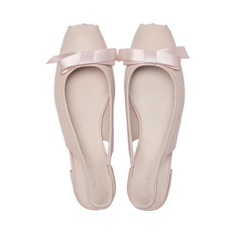 Pazzion Women's Margot Bow Low Leather Slingback Heels - Pink