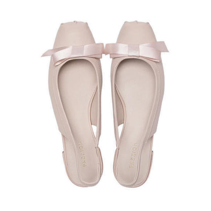 Pazzion Women's Margot Bow Low Leather Slingback Heels - Pink
