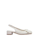 Pazzion Women's Margot Bow Low Leather Slingback Heels - Beige