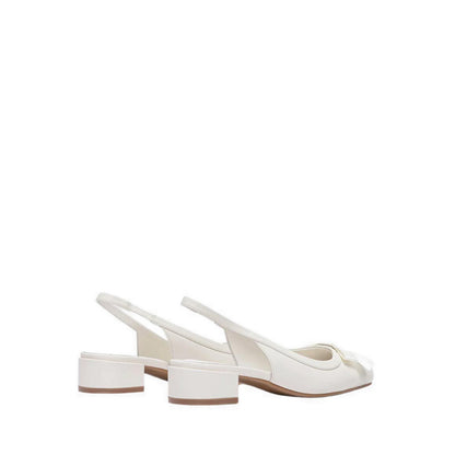 Pazzion Women's Margot Bow Low Leather Slingback Heels - Beige