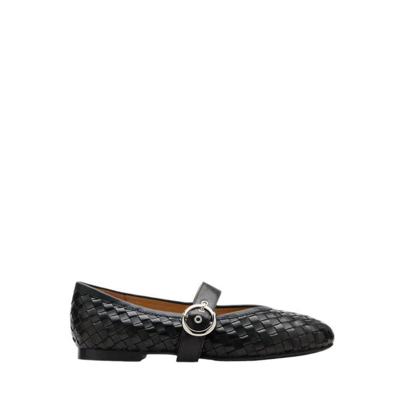 Marin Woven Mary Jane Flats - Black