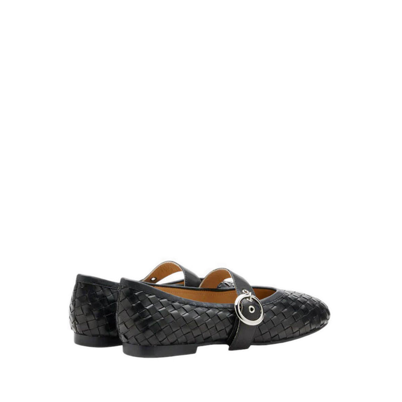 Marin Woven Mary Jane Flats - Black