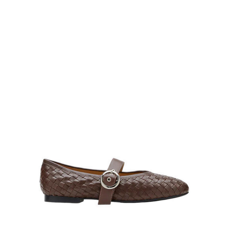 Marin Woven Mary Jane Flats - Brown