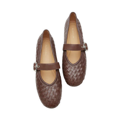 Marin Woven Mary Jane Flats - Brown