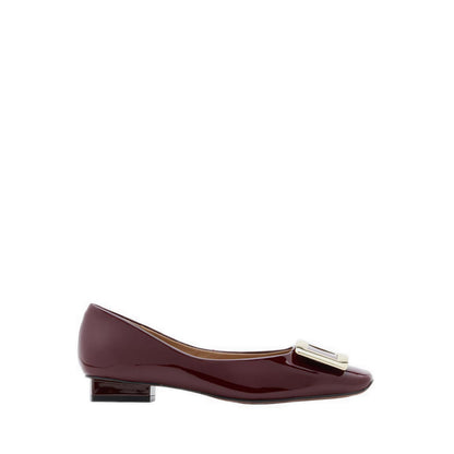 Women's Marlie Buckle Patent Leather Low Heels - Maroon