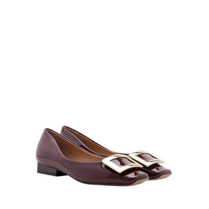 Women's Marlie Buckle Patent Leather Low Heels - Maroon