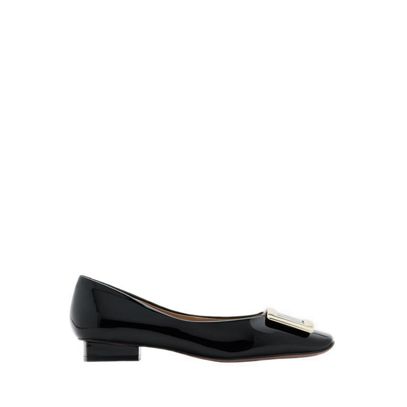 Women's Marlie Buckle Patent Leather Low Heels - Black