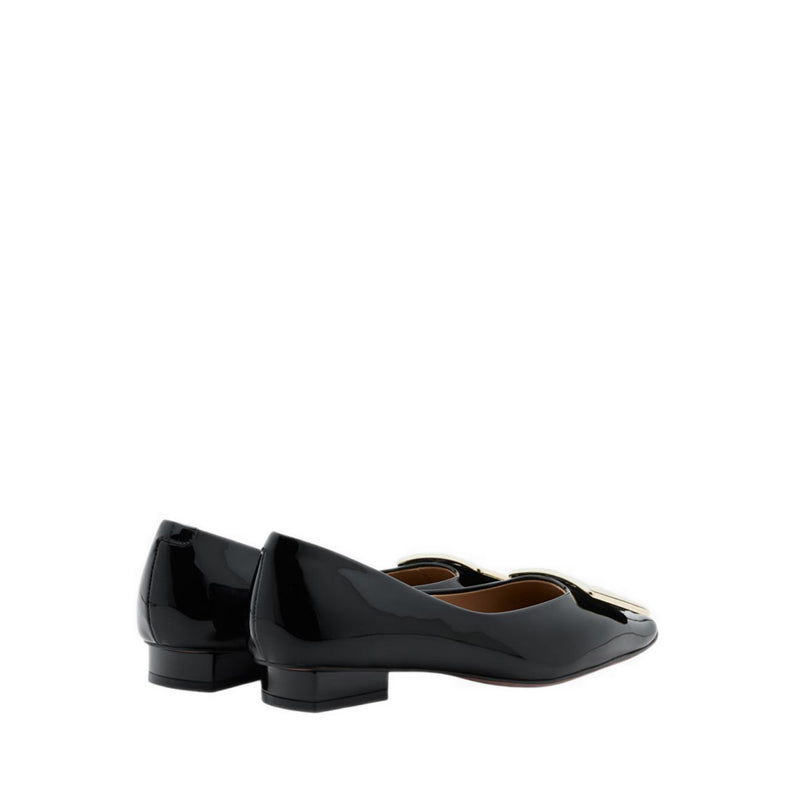 Women's Marlie Buckle Patent Leather Low Heels - Black