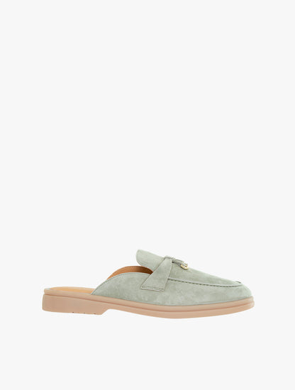 Mavis Suede Mules - Light Green