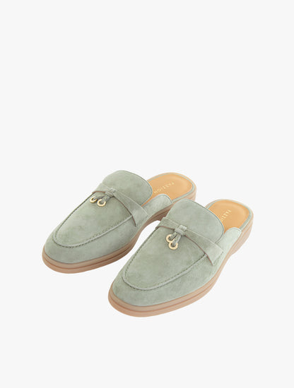 Mavis Suede Mules - Light Green