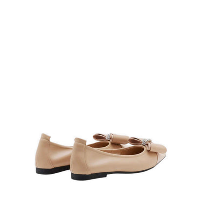 Melva Bow Pointed Toe Flats - Natural