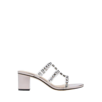 Miuccia Diamante Embellished Block Heel Sandals - Grey