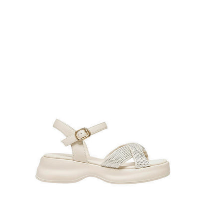 Pazzion Women's Olyvienne Crystal Embellished Platform Sandals - Beige