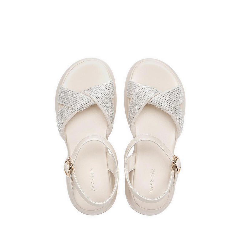 Pazzion Women's Olyvienne Crystal Embellished Platform Sandals - Beige
