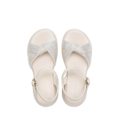 Pazzion Women's Olyvienne Crystal Embellished Platform Sandals - Beige