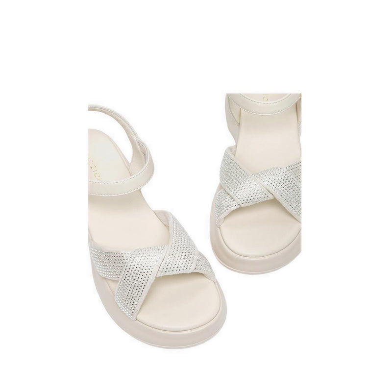 Pazzion Women's Olyvienne Crystal Embellished Platform Sandals - Beige