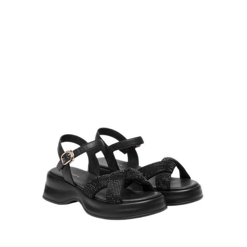 Pazzion Women's Olyvienne Crystal Embellished Platform Sandals - Black