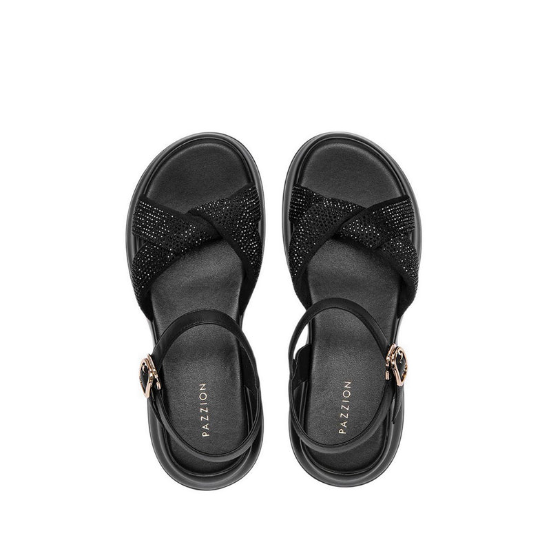Pazzion Women's Olyvienne Crystal Embellished Platform Sandals - Black