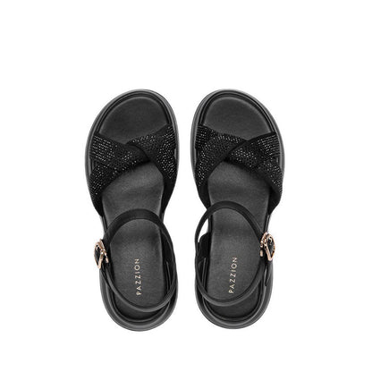 Pazzion Women's Olyvienne Crystal Embellished Platform Sandals - Black