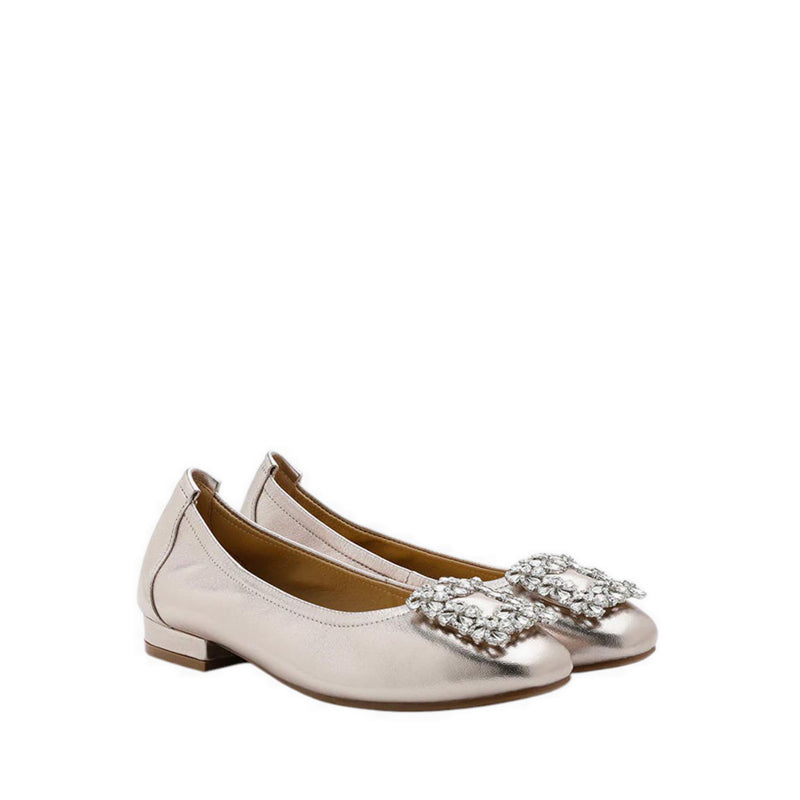 Oriole Embellished Buckle Ballet Flats - Gold