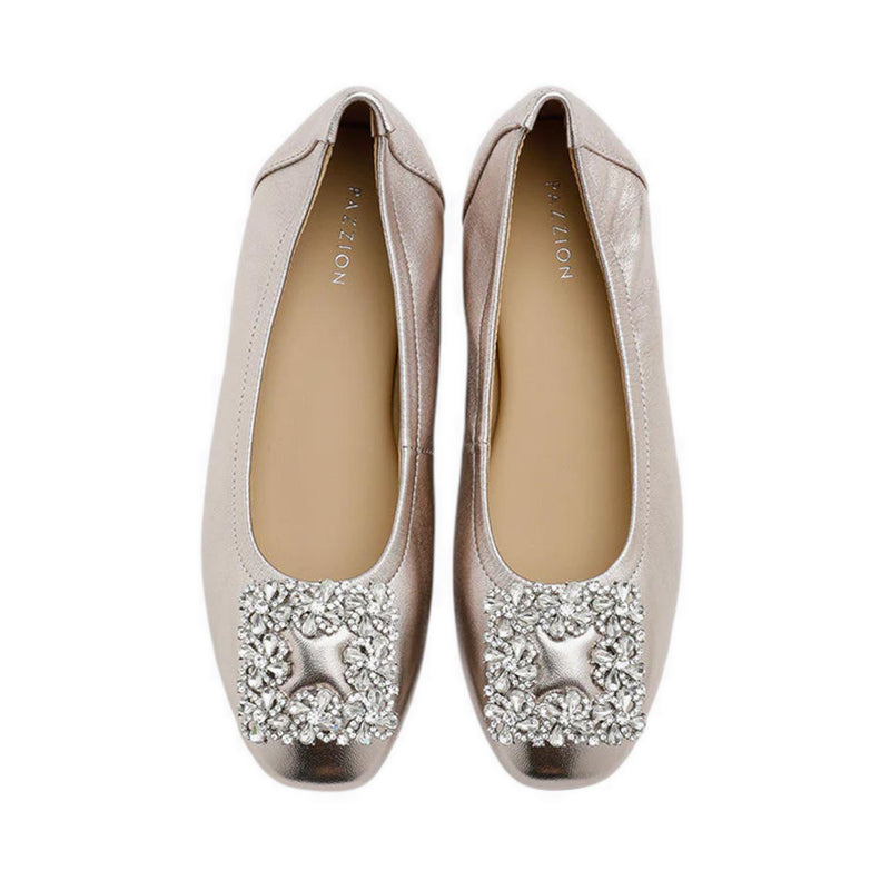 Oriole Embellished Buckle Ballet Flats - Gold
