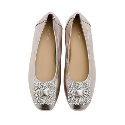 Oriole Embellished Buckle Ballet Flats - Gold