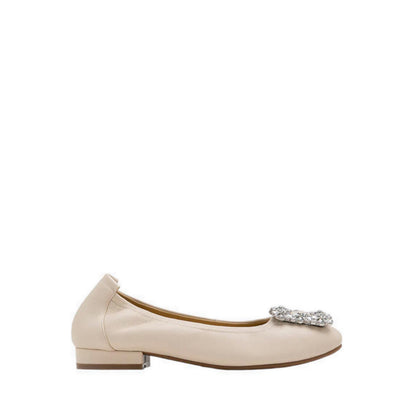 Oriole Embellished Buckle Ballet Flats - Beige