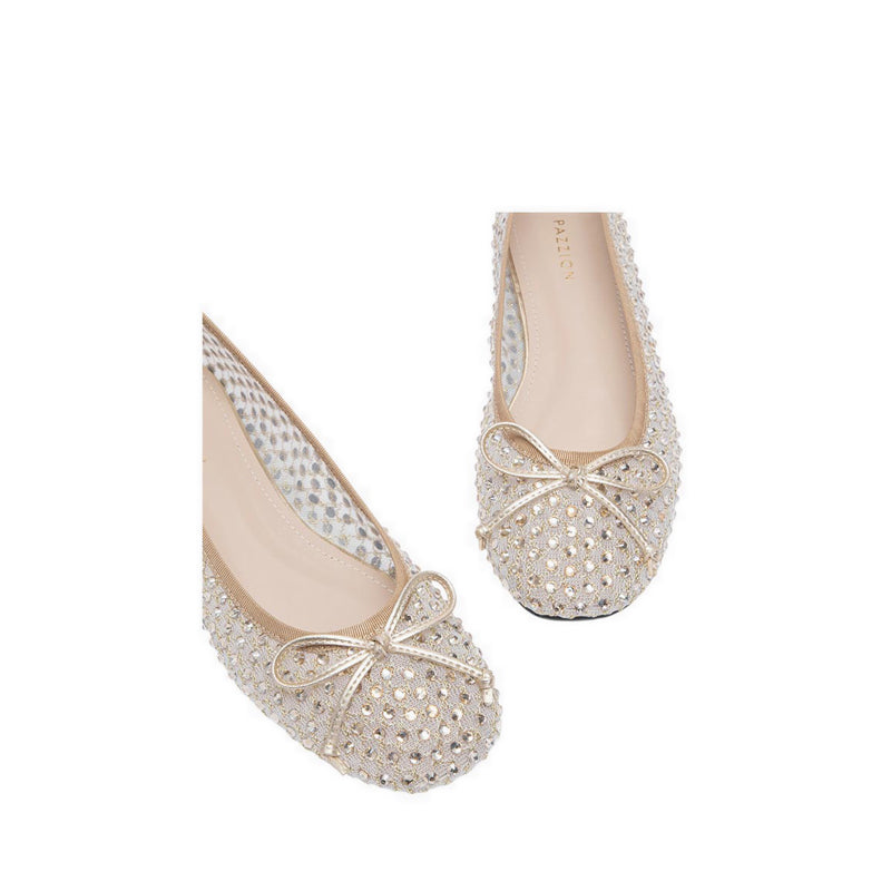Pazzion Women's Orlise Crystal Embellished Bow Flats - Gold