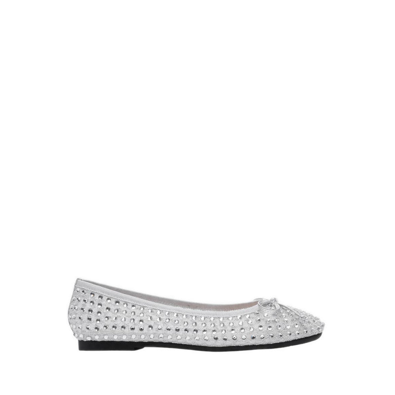 Pazzion Women's Orlise Crystal Embellished Bow Flats - Silver