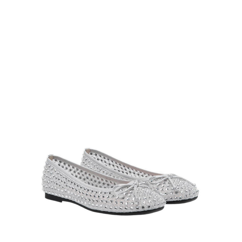Pazzion Women's Orlise Crystal Embellished Bow Flats - Silver