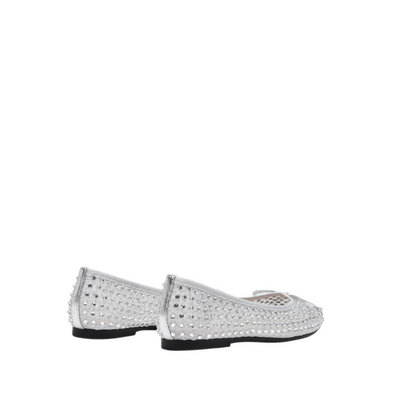 Pazzion Women's Orlise Crystal Embellished Bow Flats - Silver