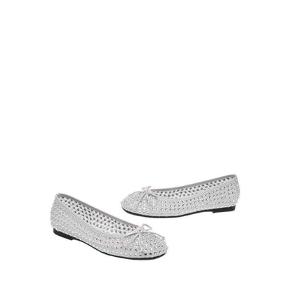 Pazzion Women's Orlise Crystal Embellished Bow Flats - Silver