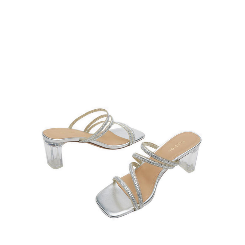 Pazzion Women's Phillis Braided Strap Sandal Heels - Silver