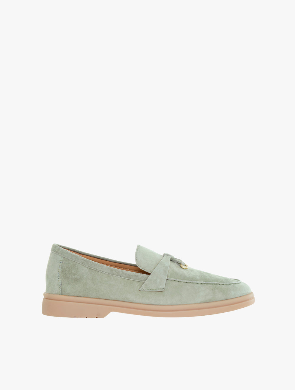 Phoenix Knot Detail Suede Loafers - Light Green
