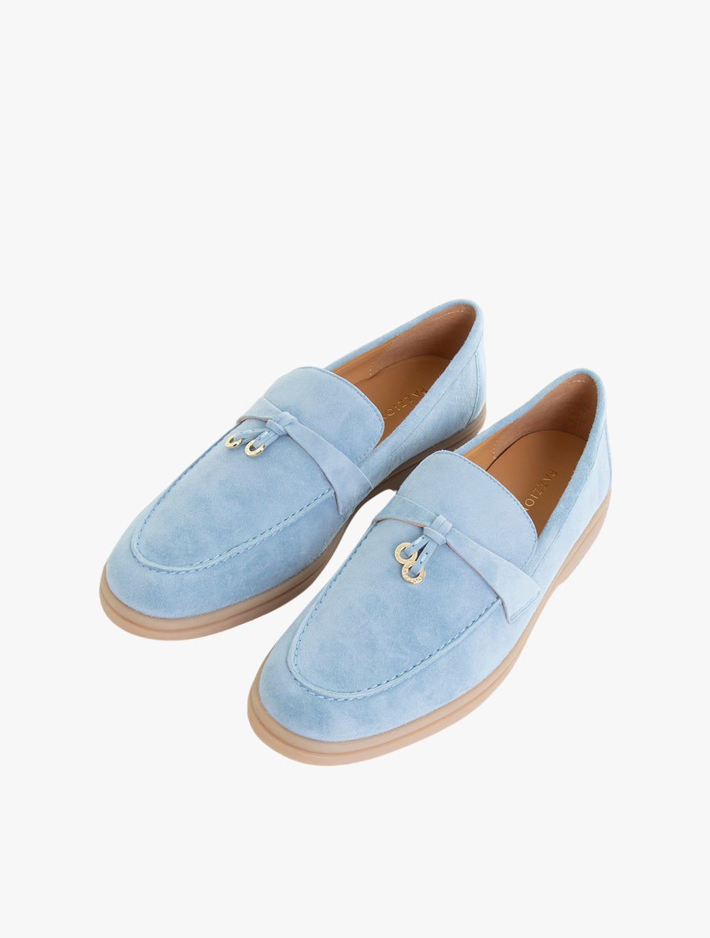 Phoenix Knot Detail Suede Loafers - Sky Blue