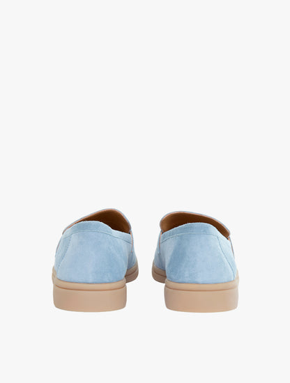 Phoenix Knot Detail Suede Loafers - Sky Blue