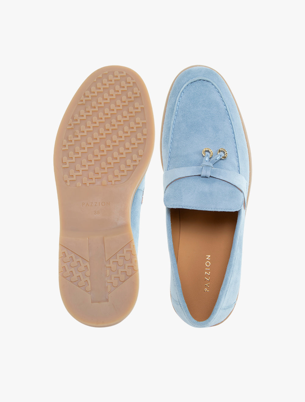 Phoenix Knot Detail Suede Loafers - Sky Blue