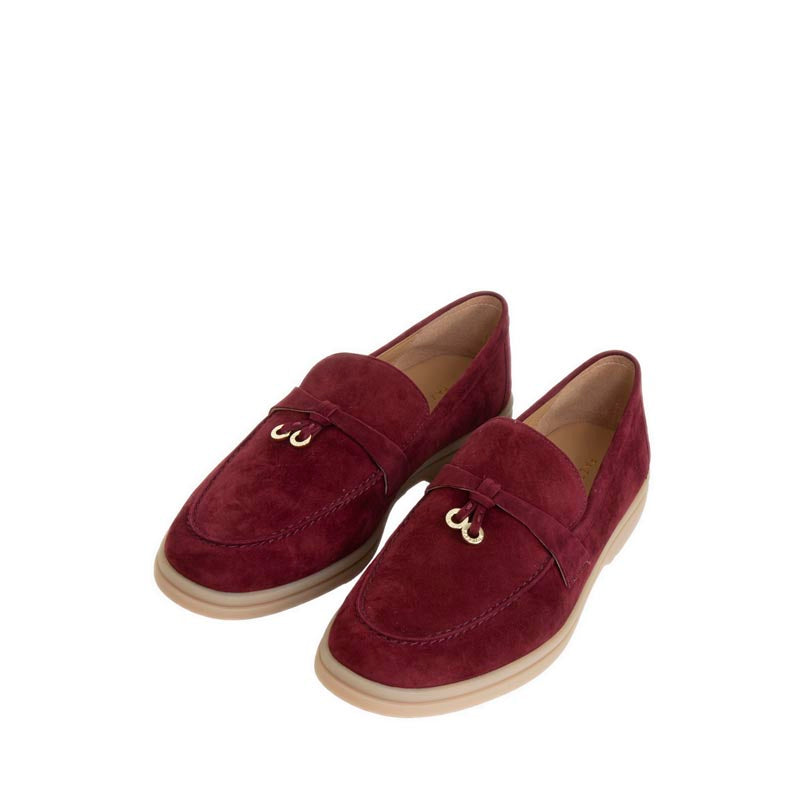 Phoenix Knot Detail Suede Loafers - Maroon
