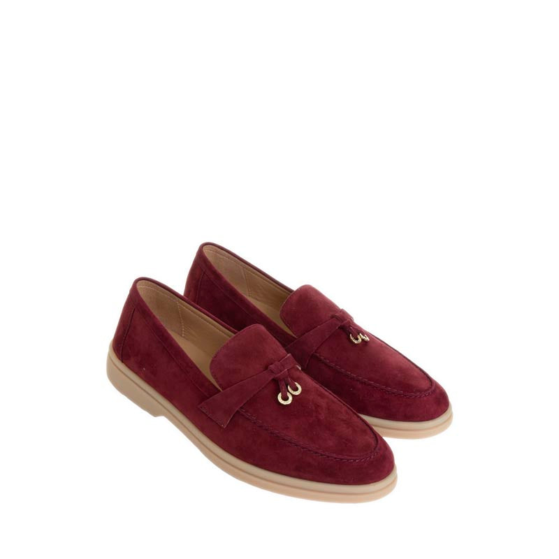 Phoenix Knot Detail Suede Loafers - Maroon