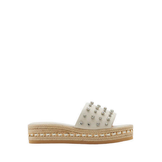 Poppy Studded Wedges - Beige