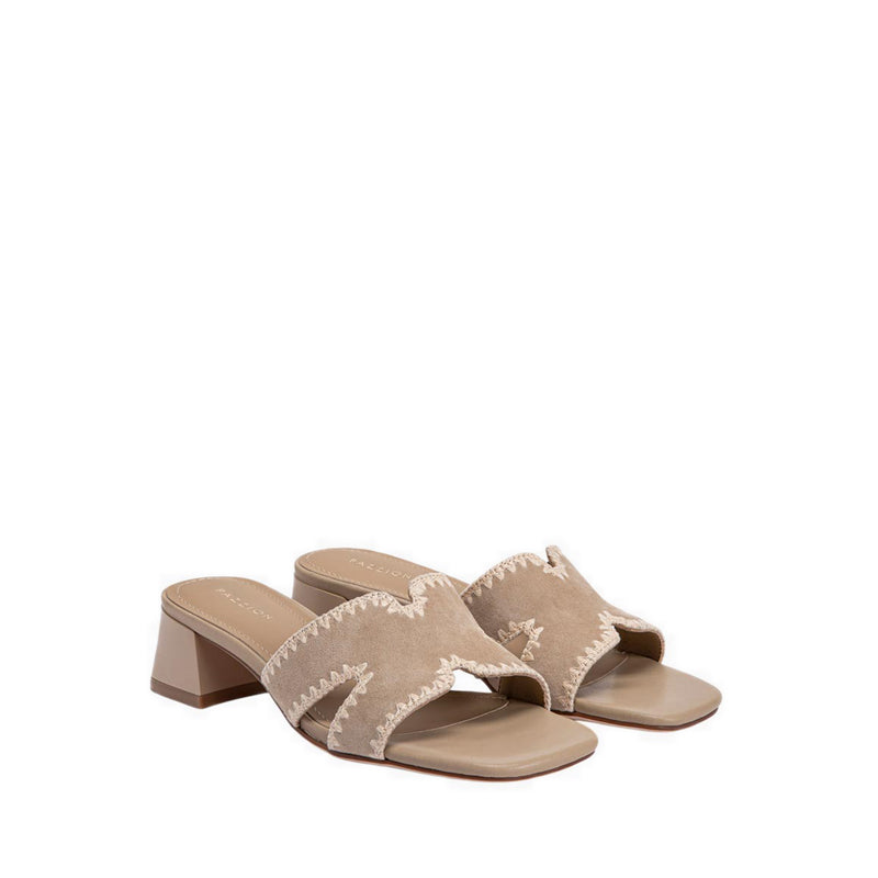 Pazzion Women's Marcella Suede Sandal Heels - Beige