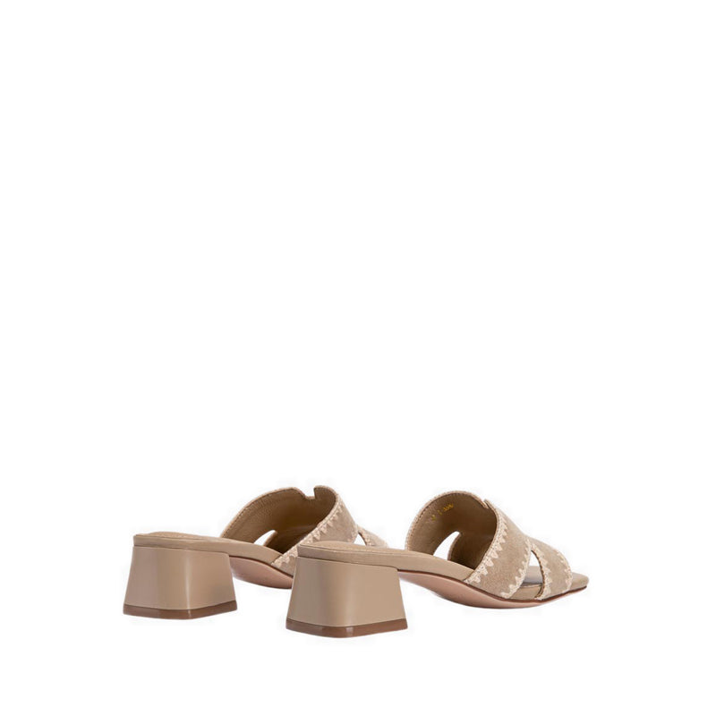 Pazzion Women's Marcella Suede Sandal Heels - Beige